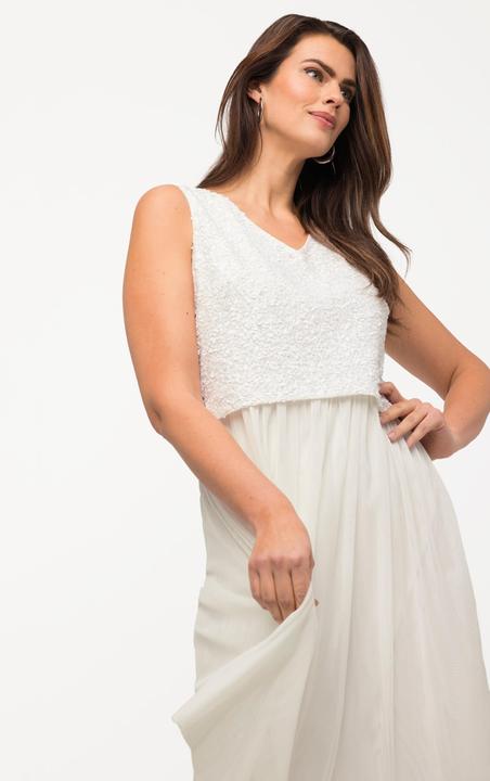 Produktbild Ulla Popken Midikleid, Pailletten, V-Ausschnitt, ärmellos (50, 52)