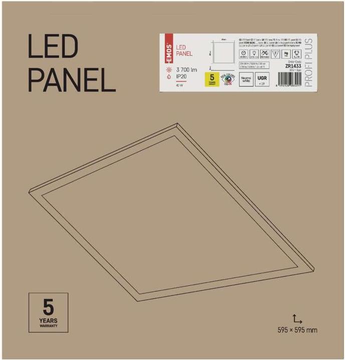 Produktbild Emos LED Einbauleuchte 60x60, quadr., weiss, 40W neutralw. UGR (3700 lm)