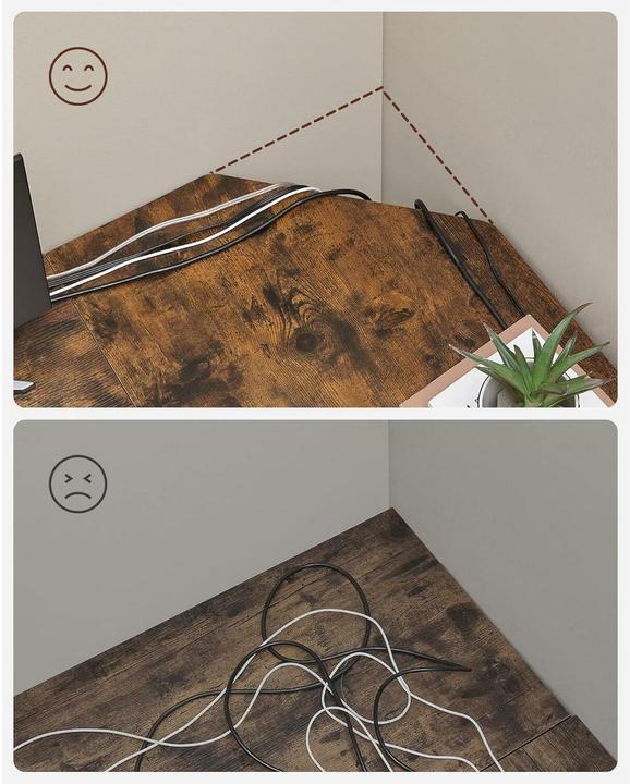 Image du produit Songmics L-Schreibtisch platzsparend vintagebraun Holz (138 x 138 x 76 cm)