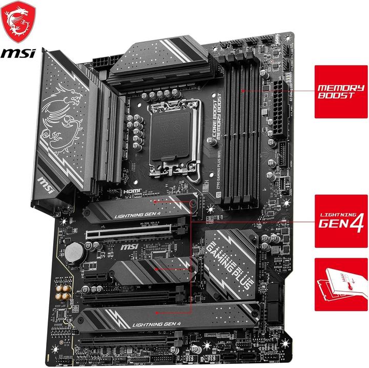 Immagine prodotto MSI Z790 Gaming Plus Wifi (Z790,S1700,ATX,DDR5) (LGA 1700, Intel Z790, ATX)