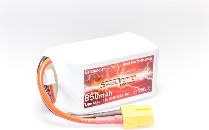 Actual product image Swaytronic Sway-FPV 4S 14.8V 850mAh 60C/120C XT60 (14.80 V, 850 mAh)