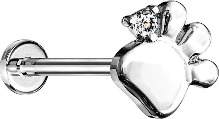 Immagine prodotto Star Piercing Labret Micro Threadless argento Zampa argento Cristallo argento (Ottone, Acciaio chirurgico 316L)