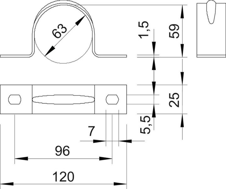 Immagine prodotto OBO Bettermann OBO 605 63 Clip di fissaggio ALU, a doppio lobo