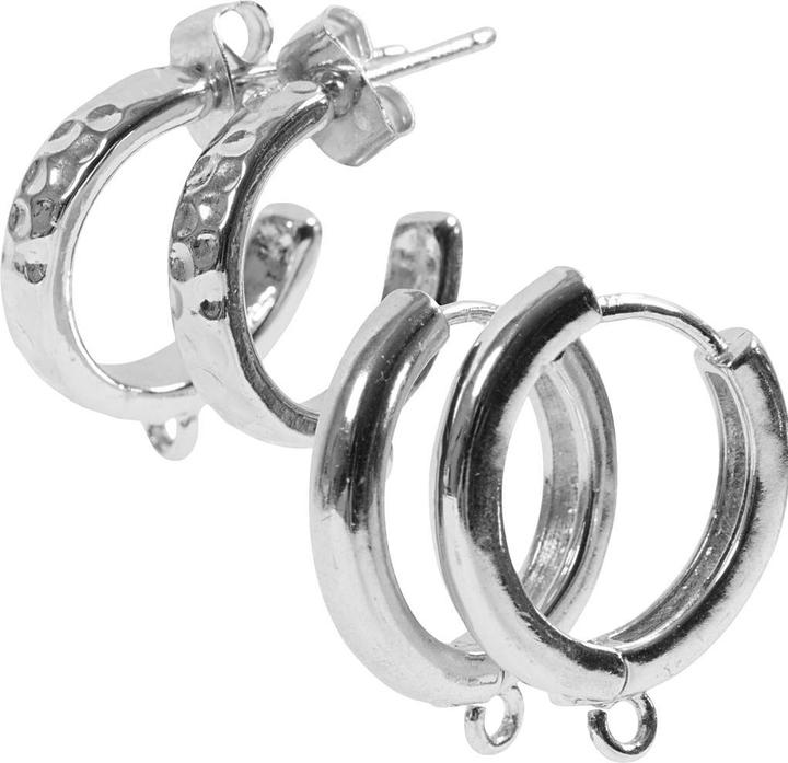 Produktbild Creativ Company Ohrring 2 x 2 Paar, Versilbert, Material: Messing (Messing)