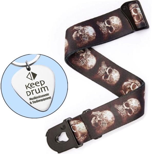 Actual product image Planet Waves Guitar Strap Skulls with Plectrum
