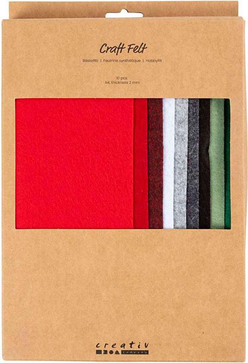Immagine prodotto Creativ Company Bastelfilz 10 Stück, Sortiert, Weihnachtsfarben
