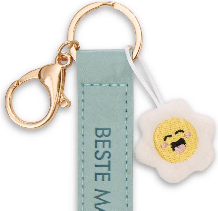 Actual product image Magni NICI Schlüsselanhänger Beste Mama Kunstlederband mit Blume türkis 10cm