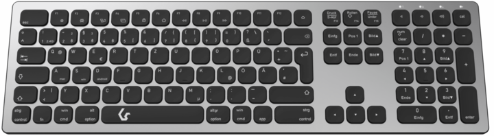 Actual product image KeySonic Full-Size Aluminum Keyboard, Bluetooth® & RF, for Win & macOS (DE, Wireless)