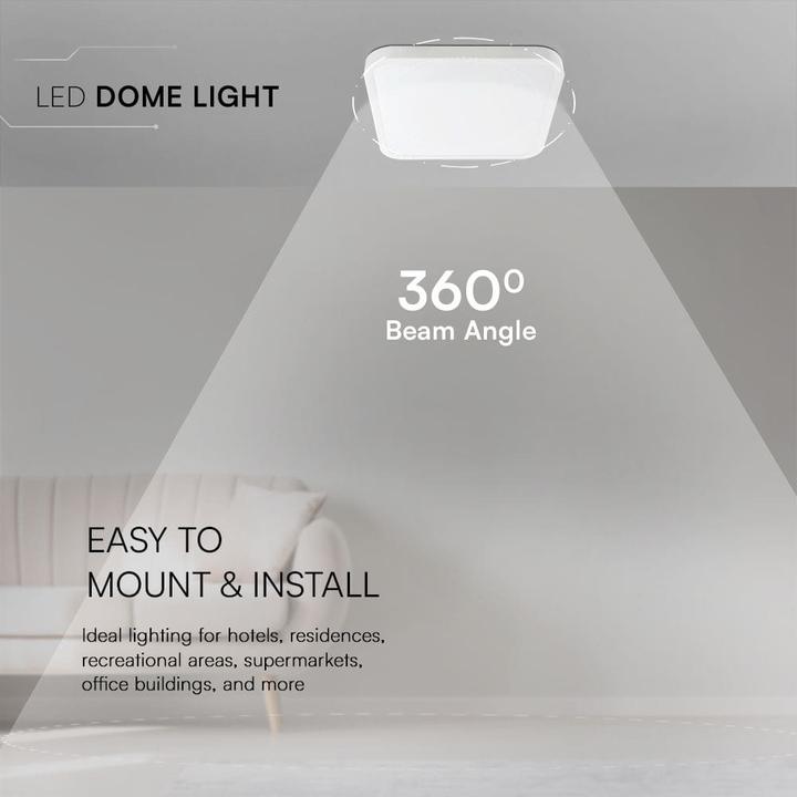Immagine prodotto V-TAC LED-Deckenleuchte VT-8624, EEK: F, 24 W, 2500 lm, 4000 K, IP44, 295x295 mm (2500 lm)