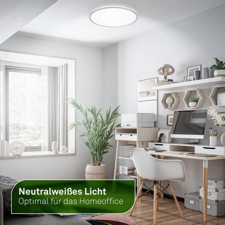 Actual product image Briloner Ultra-efficient ceiling light with energy efficiency class A, white with matt chrome edge (1800 lm)