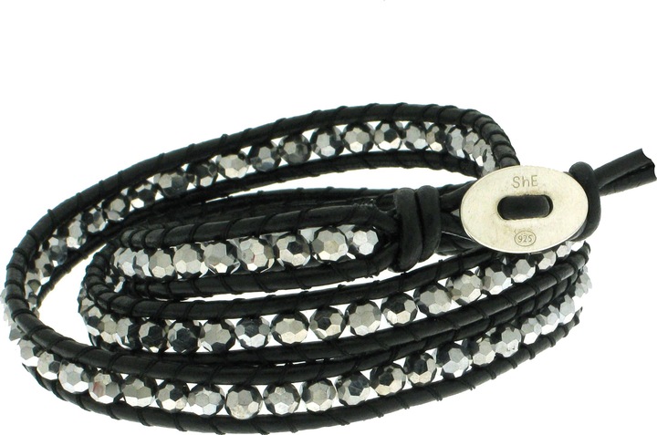 Produktbild Leyda Armband Leder Grau (50 cm, Silber 925, Synthetischer Stein, Leder)