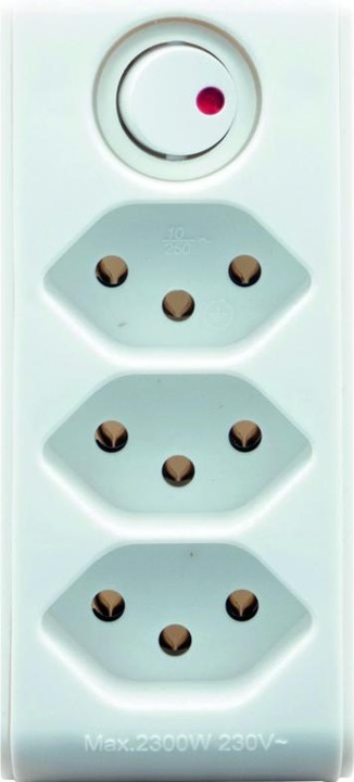 Actual product image Brennenstuhl cleverLINE junction plug 3-way white with switch, rotatable up to 300° (with hanger) *CH* (Type 13, 3 x)