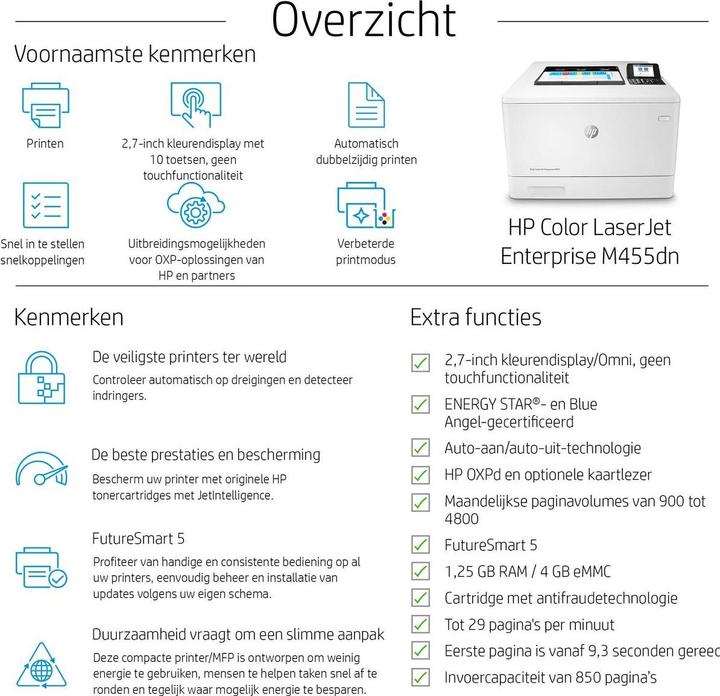 Image du produit HP LaserJet Enterprise M455dn couleur (Laser, Couleur)