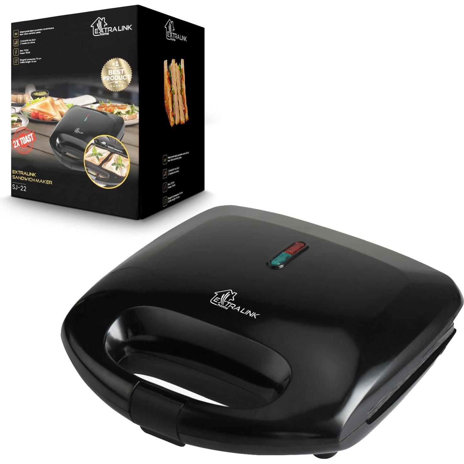 Extralink Smart Life Sandwichmaker SJ-22 Sandwichmaker 750W, Griglia a contatto