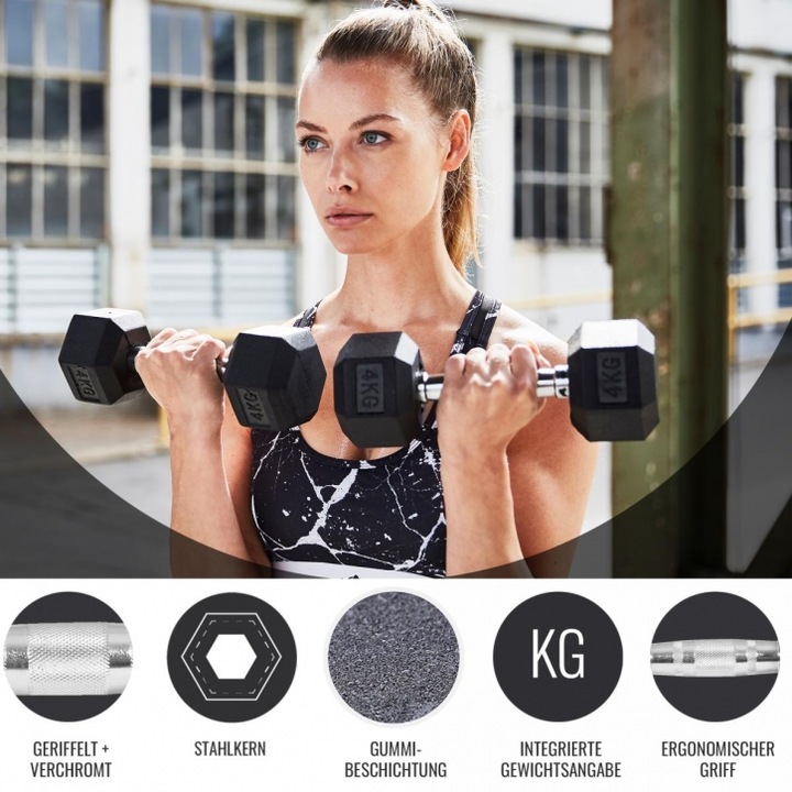 Actual product image Gorilla Sports Hexagon Rubber Studio Dumbbell (1 x 22.5 kg)