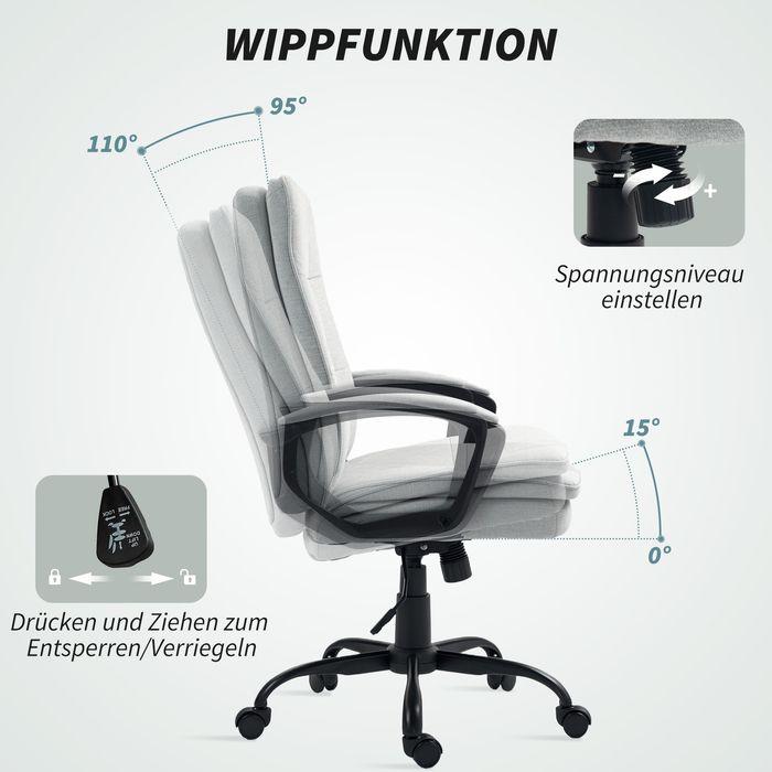 Produktbild Swisshandel24 Bürostuhl Ergonomischer Schreibtischstuhl mit Wippfunktion Höhenverstellbar Grau