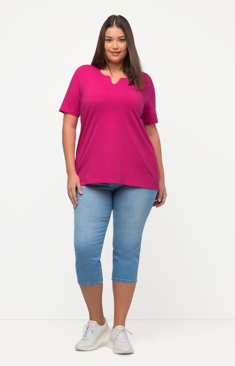 Immagine prodotto Ulla Popken T-shirt dal taglio svasato con scollo a tunica e mezze maniche (56)