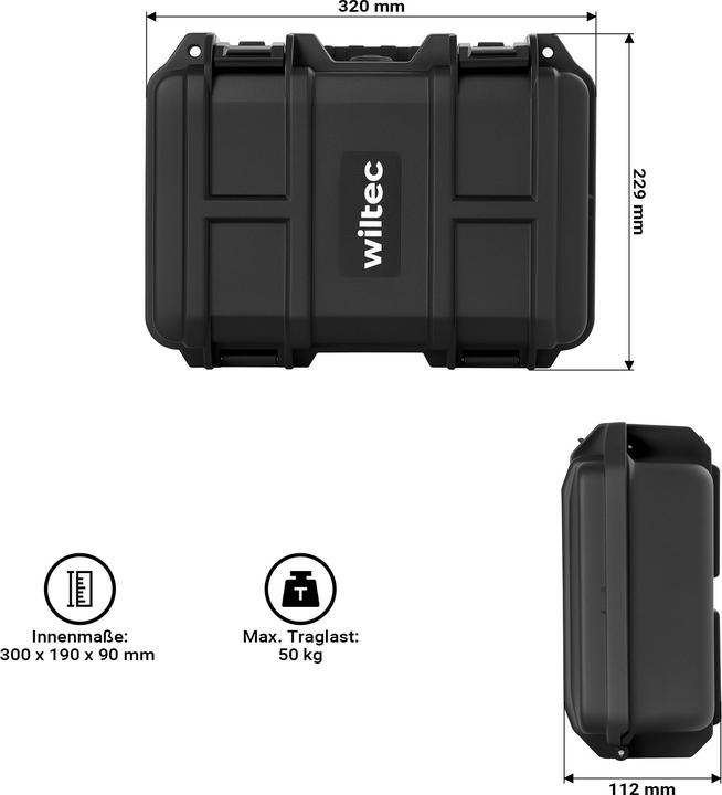 Produktbild Wiltec Universalkoffer 32x22,9x11,2cm wasserdicht Transportkoffer Schutzkoffer