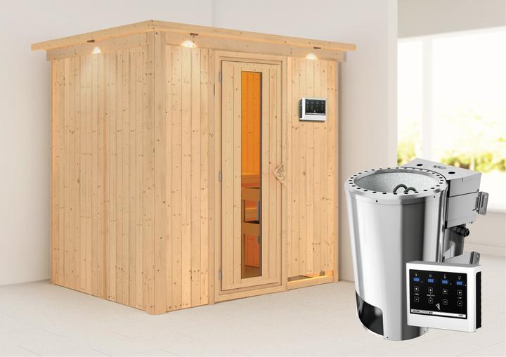 Immagine prodotto Karibu Ingresso anteriore della Sauna Benin, corona di fiori (Comando esterno Plug & Play da 3,6 KW)