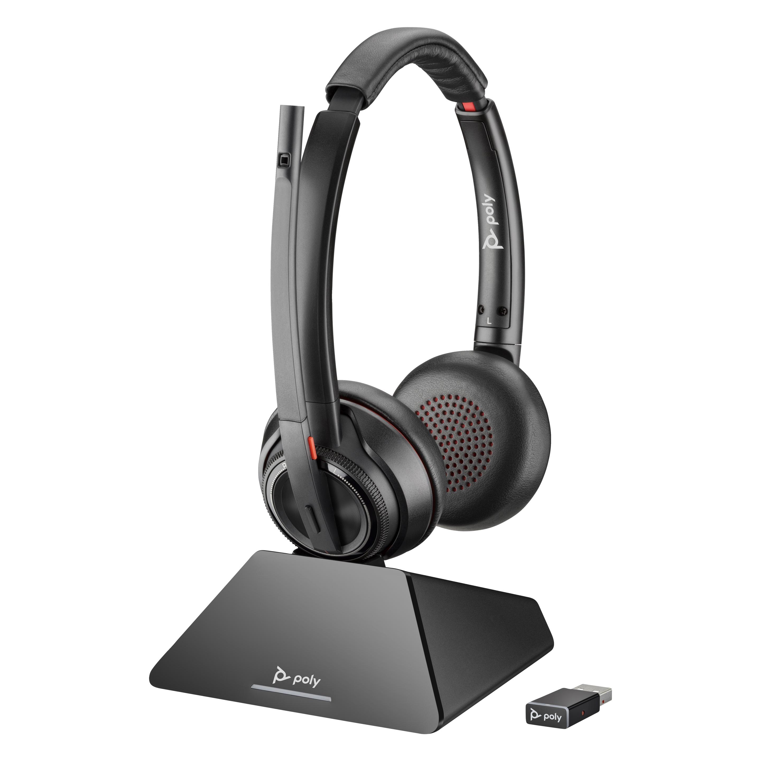 HP Poly Savi 8220 UC (Kabellos, USB-A, Microsoft Teams, Unify), Office Headset, Schwarz