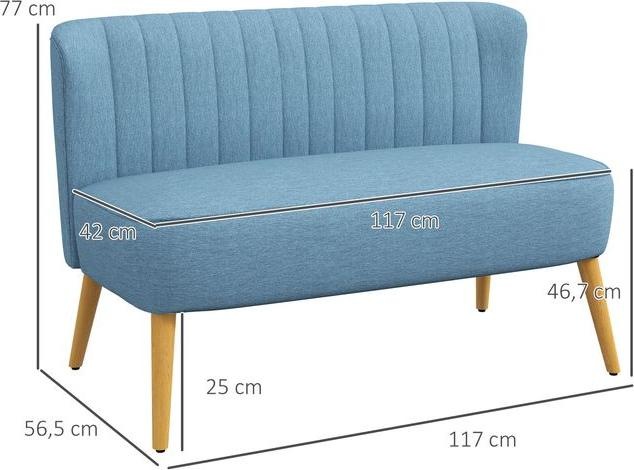 Actual product image Swisshandel24 2-seater sofa two-seater, loveseat with linen look, double sofa with wooden legs, load capacity up (2 person sofa)