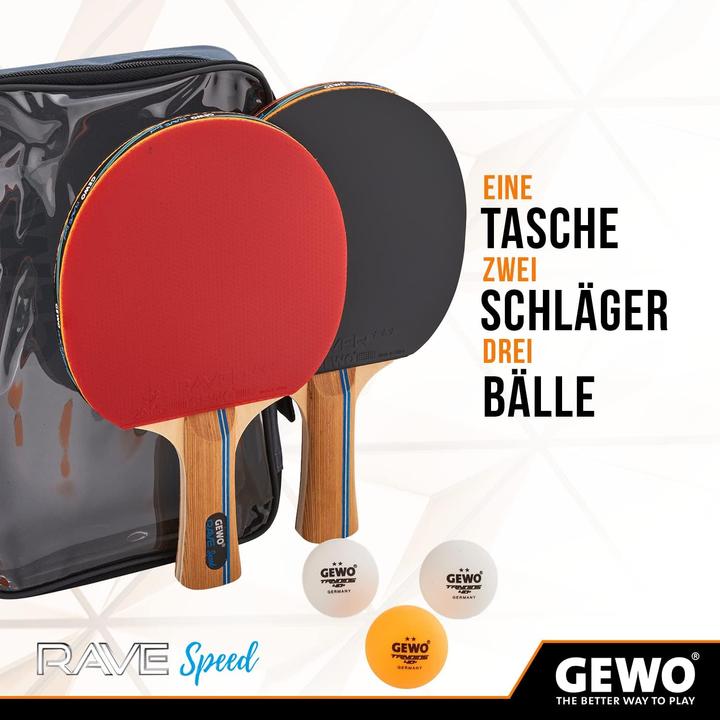 Actual product image Gewo Rave Speed Tischtennisschläger Set
