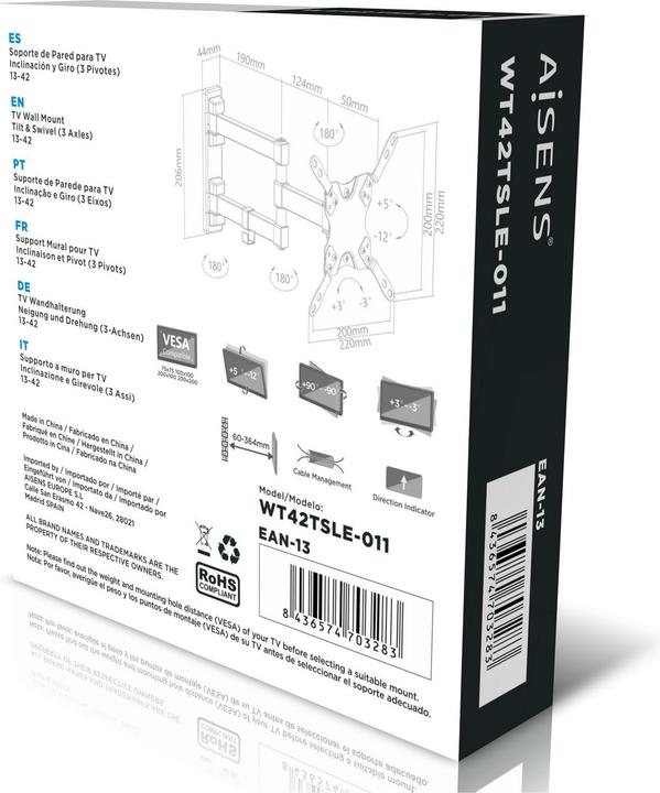 Produktbild Aisens WT42TSLE-011 (Wand, 42", 20 kg)