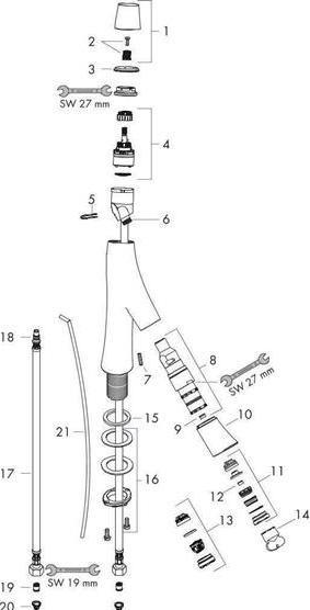 Productafbeelding hansgrohe 2-G-WT mengkraan 50 AXOR STARCK ORGANIC DN 15 f HWB m ZAG 1 1/4inch chroom