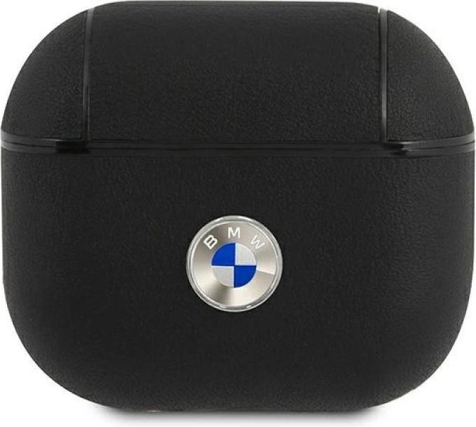 BMW BMA3SSLBK AirPods 3 cover czarny/black Geniune Leather Silver Logo (Headphone bag)