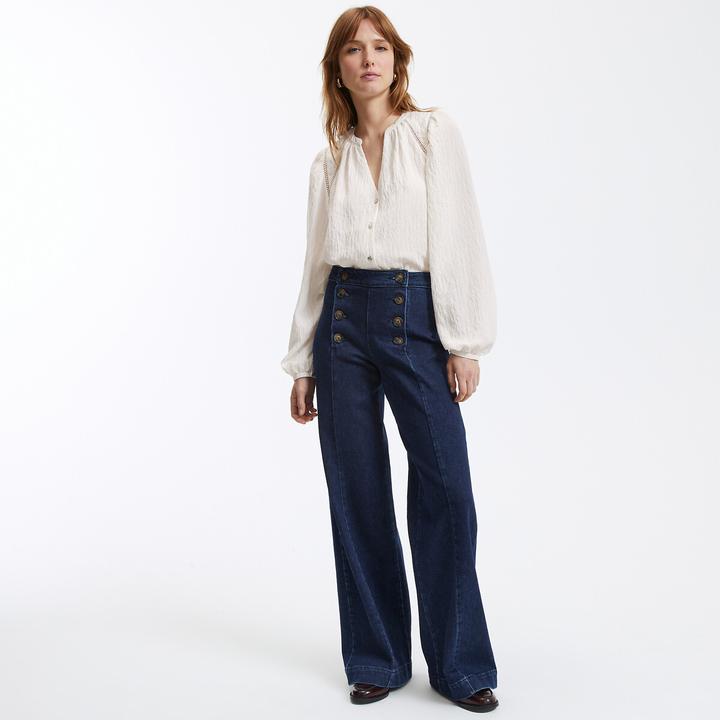 Actual product image La Redoute Collections Wide high-waist jeans with trouser flap (48)