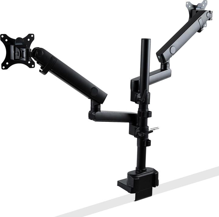 Produktbild StarTech com ARMDUALPIVOT, Klemme, 16 kg, 81,3 cm (32 Zoll), 100 x 100 mm, Höhenverstellung, Schwarz (Tisch, 32", 16 kg)