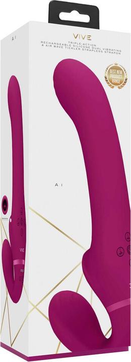 Productafbeelding Shots Ai - Dual Vibrating & Air Wave Tickler Strapless Strapon