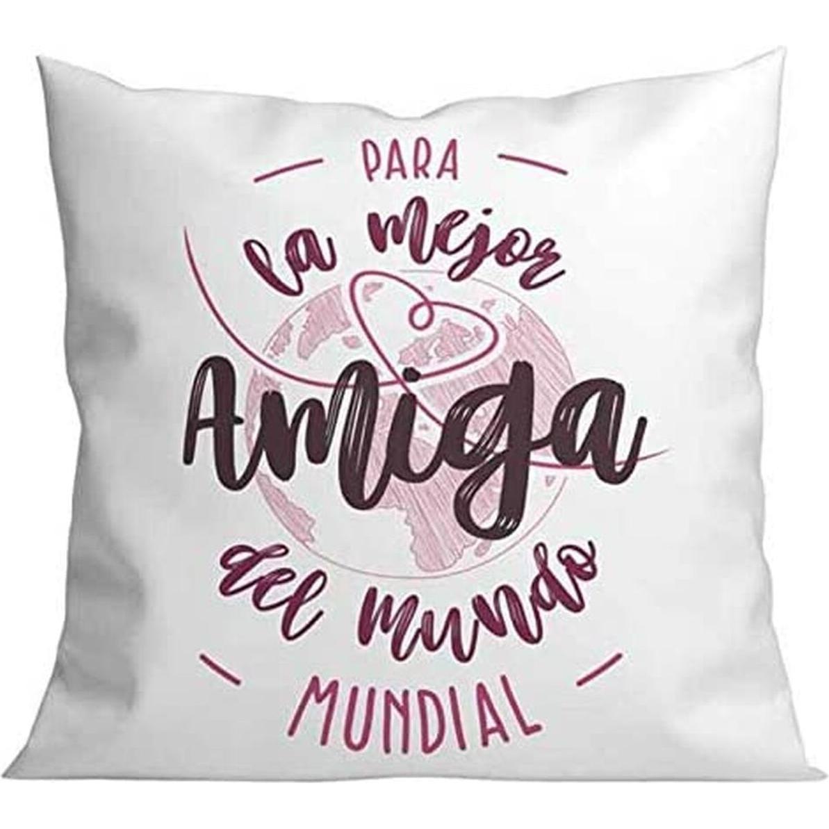Roymart, Dekokissen, Kissen PARA LA MEJOR AMIGA DEL MUNDO Weiss Rosa 40 x 40 cm (40 x 40 cm)