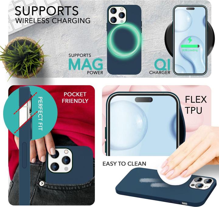 Produktbild Nalia Liquid Silikon Hülle mit MagSafe Funktion & 2x Display Schutzglas (Apple iPhone 14 Pro)