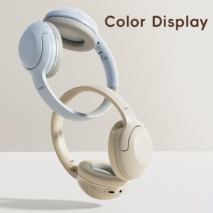 Produktbild Rock - O3 ANC Wireless Headphones RAU0773 - Bluetooth-Kopfhörer, Hellblau/Grau (ANC, 15 h, Kabellos)