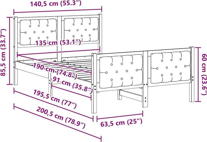 Image du produit vidaXL Modernes Bett (135 x 190 cm)