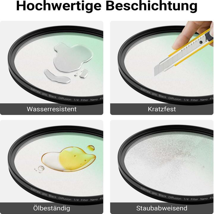 Produktbild Walimex pro Black Mist Diffusion Filter 1/4 Nano 52mm Kamerafilter Nebelfilter (52 mm, ND- / Graufilter)