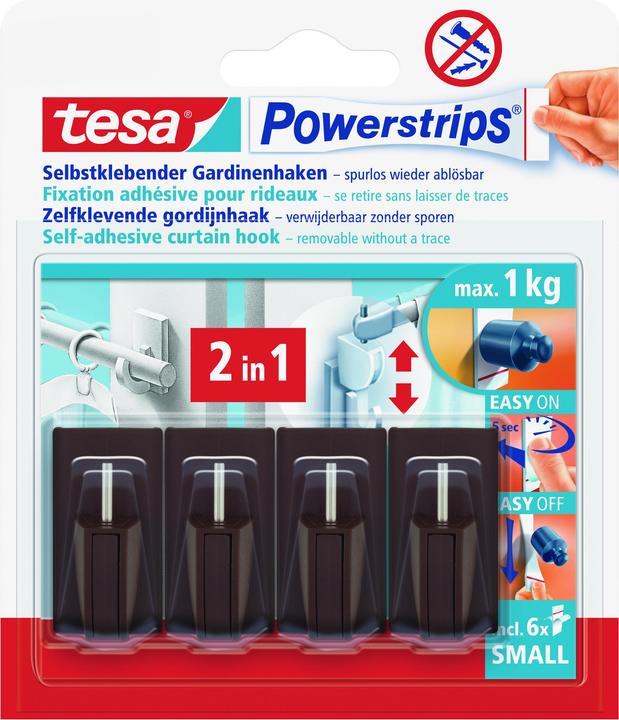tesa Curtain hooks brown (4 pcs.)