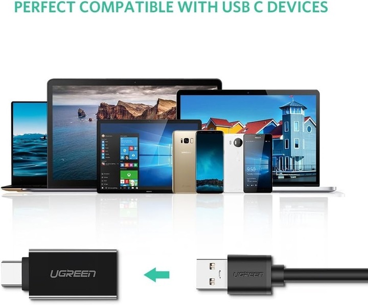 Image du produit Ugreen Adaptateur USB-C 3.1 vers USB-A 3.0 femelle (USB-A, USB-C, 28 cm)