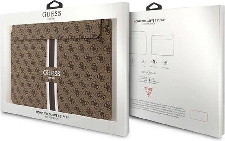 Actual product image Guess PU 4G Printed Stripes Computer Sleeve 13/14 - brown (14")