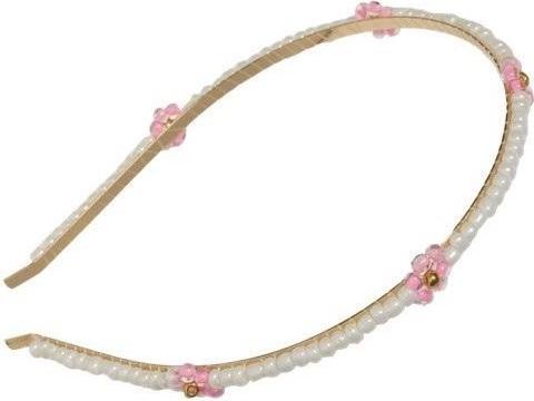 Incood Haarreif mit Perlen und rosa Blumen