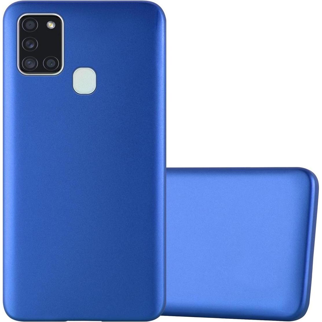 Cadorabo TPU Matt Metallic Cover (Samsung Galaxy A21s), Smartphone Hülle, Blau