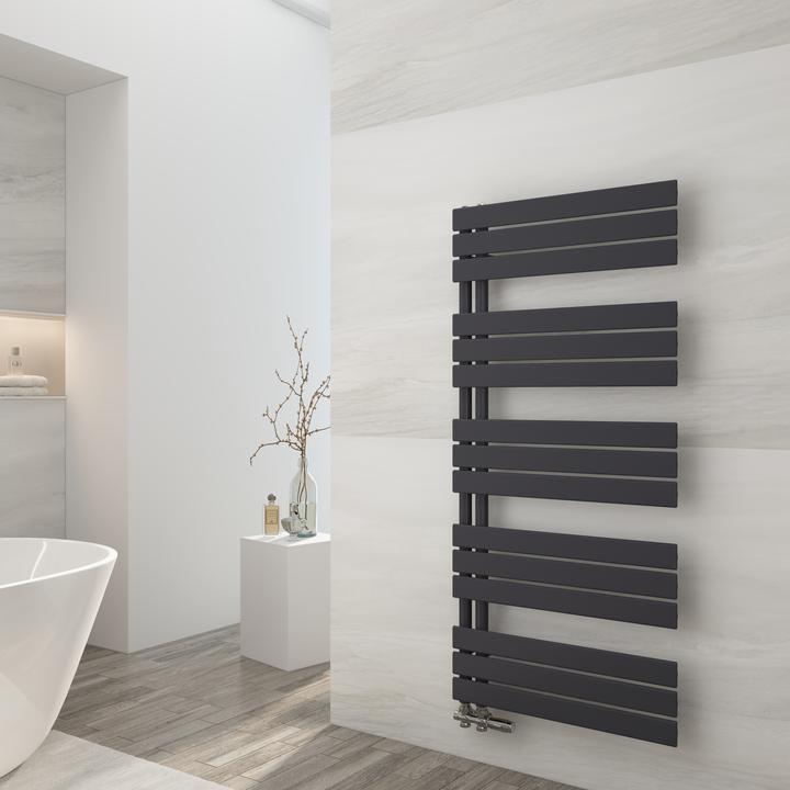 Actual product image Emke Bathroom Radiator Towel Rail Adjustable Temperature Control 130x60cm Black 789W (798 W)