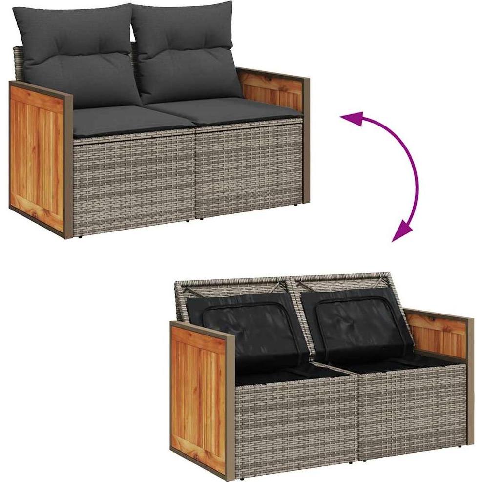 VidaXL, Gartenlounge, 8-tlg. Garten-Sofagarnitur mit Kissen Grau Poly Rattan