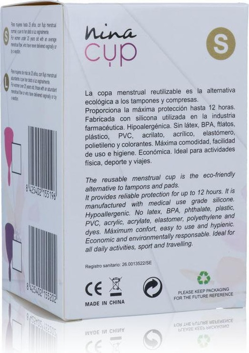 Actual product image Nina Kiki Nina Cup Menstrual Cup Size Pink (S)