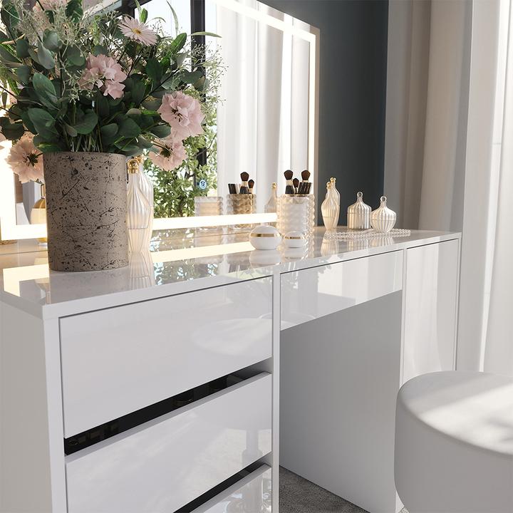 Image du produit Vicco Sherry avec miroir LED et tabouret (128.20 x 50.10 x 76 cm)