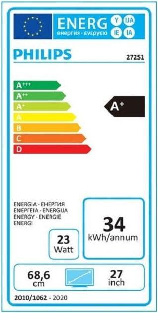 Energielabel Philips S-Line 272S1AE/00 (1920 x 1080 Pixels, 27")