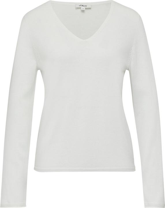Actual product image S.Oliver Strickpullover Feinstrickpullover mit V-Ausschnitt und Rollkante am Saum (42)