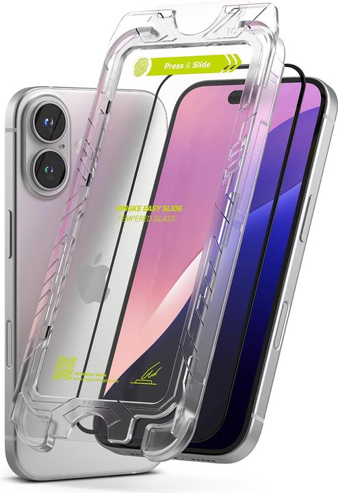 Produktbild Ringke Screen Protector for iPhone 16 / 15 EASY SLIDE TEMPERED GLASS 2 pack, w installation Jig (2 Stück, Apple iPhone 16)