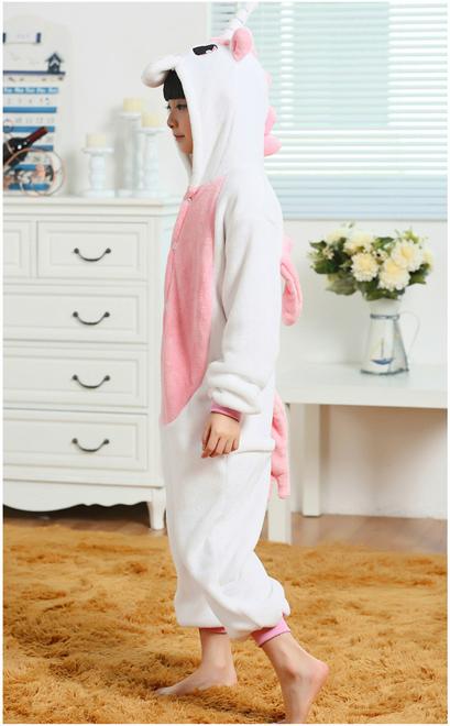 Image du produit MU Classic Costume de licorne - Onesie Pyjama licorne pour enfants taille 125 - blanc/rose